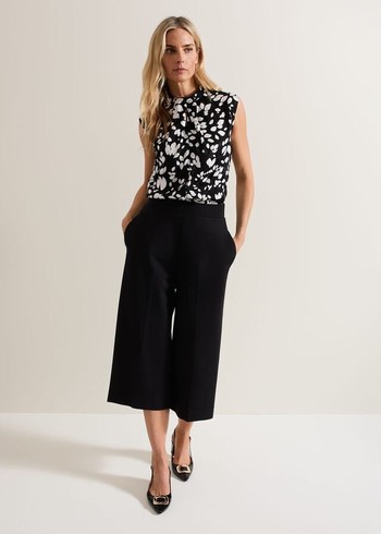 Phase Eight Lori Ponte Culottes Trousers Black Canada | DAEMTQ-572